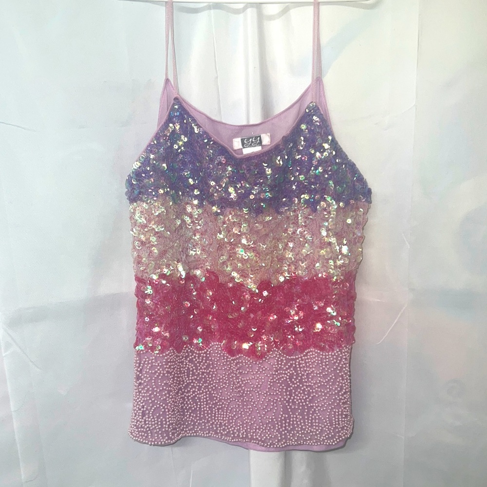 COPY - Beaded sheer lavender cami top nwot